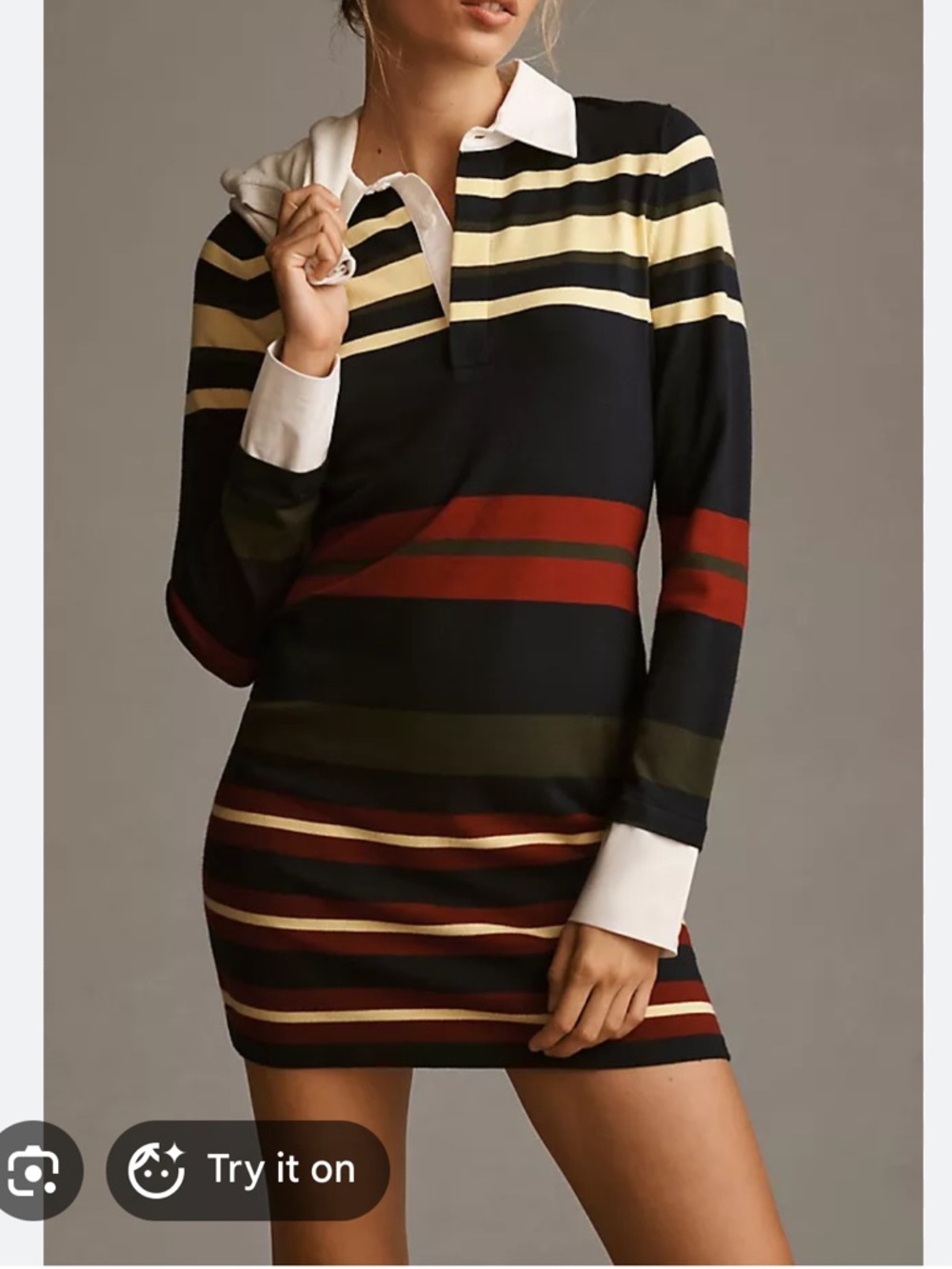 Mare Mare Anthropologie Long-Sleeve Mini Polo Dress